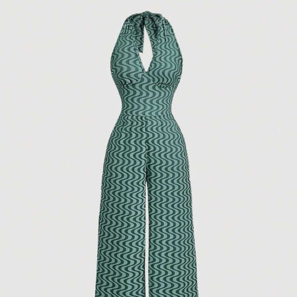 Groovy wavy 70’s disco halter neck Jumpsuit